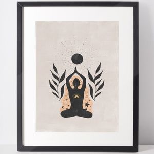 Wall Art Bohemian Woman Silhouette Celestial Print Poster Illustration Unframed